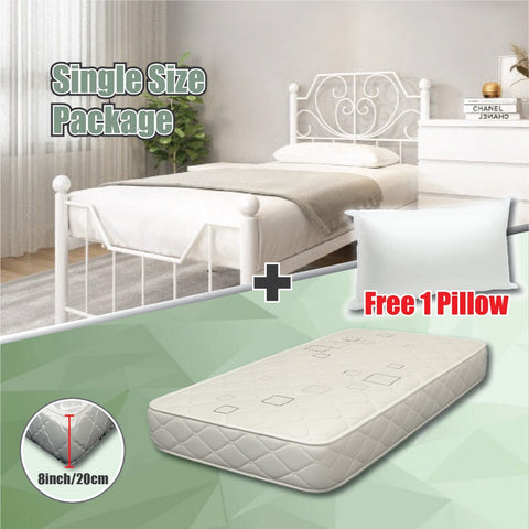 Single Queen Bed+Mattress Set Queen Size Bed Frame With Queen Mattress