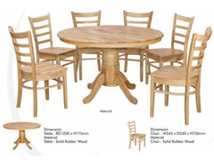 VALARIE 4FT Round 1+6 Seater Dining Set - 2 colors