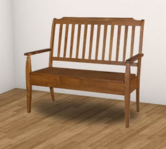 BETSY Back Bench With Storage-Full Solid Rubberwood