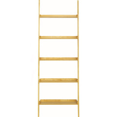 MILT Solid Wood Leaning Bookcase