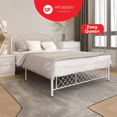 ZOEY Super Base Queen Size Metal Bed Frame / Queen Bed / Katil Queen / White / Katil Besi Putih / Bedframe / Iron Bed