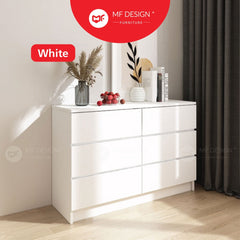 MF DESIGN Big 6 Chest Drawer 6 Layer Storage Wardrobe Almari Baju Pakaian Drawer Cabinet Baju Putih White Muji Color