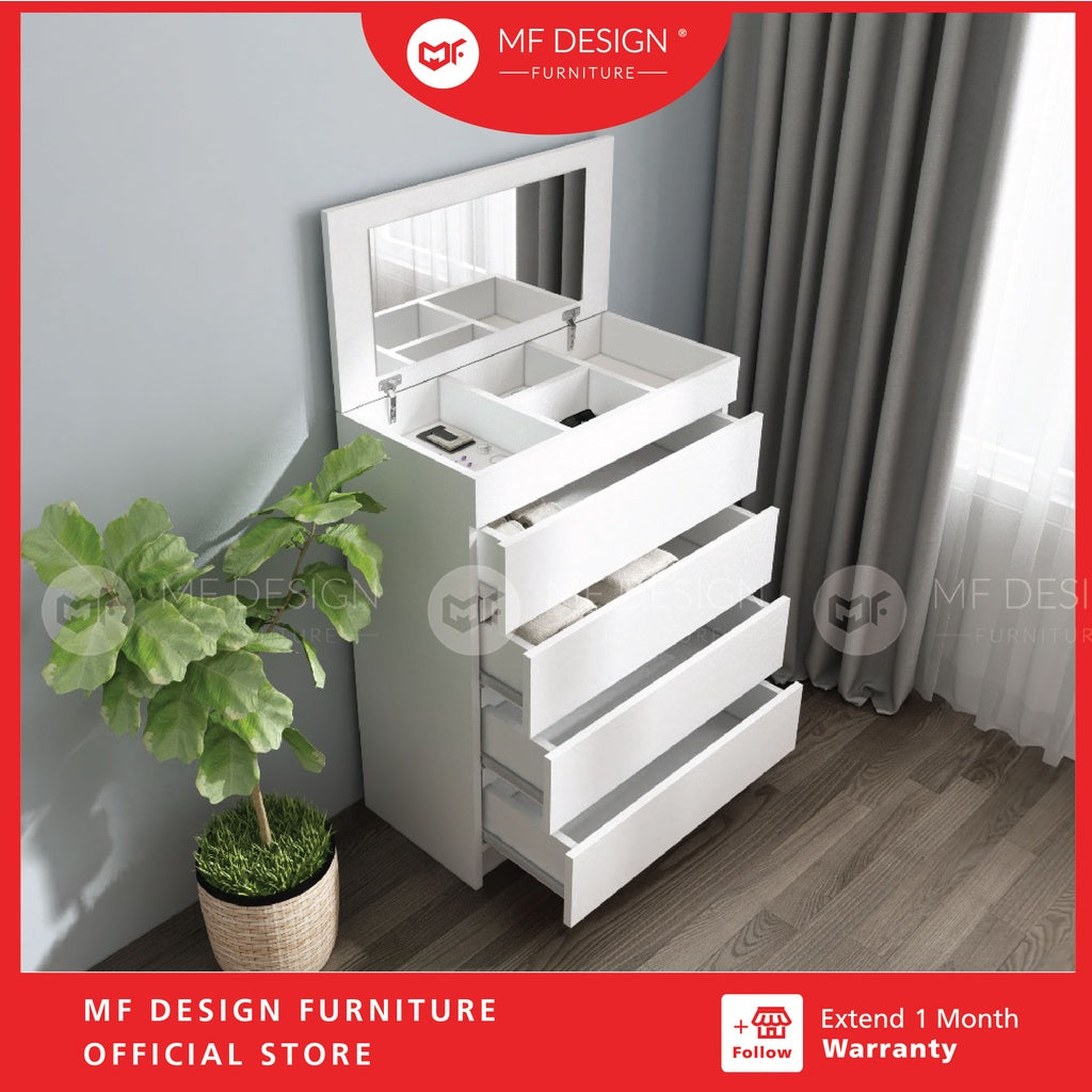 MF DESIGN 4 Layers Chest Drawer Cabinet Big Size Open With Mirror wardrobe Almari Baju pakaian drawer cabinet baju抽屉柜收纳柜
