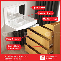 MF DESIGN 4 Layers Chest Drawer Cabinet Big Size Open With Mirror wardrobe Almari Baju pakaian drawer cabinet baju抽屉柜收纳柜