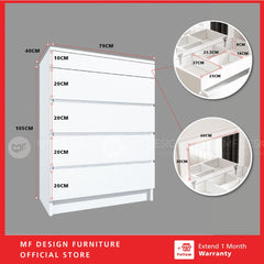 MF DESIGN 4 Layers Chest Drawer Cabinet Big Size Open With Mirror wardrobe Almari Baju pakaian drawer cabinet baju抽屉柜收纳柜