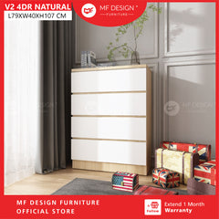 MF DESIGN 4 Layers Chest Drawer Cabinet Big Size Open With Mirror wardrobe Almari Baju pakaian drawer cabinet baju抽屉柜收纳柜