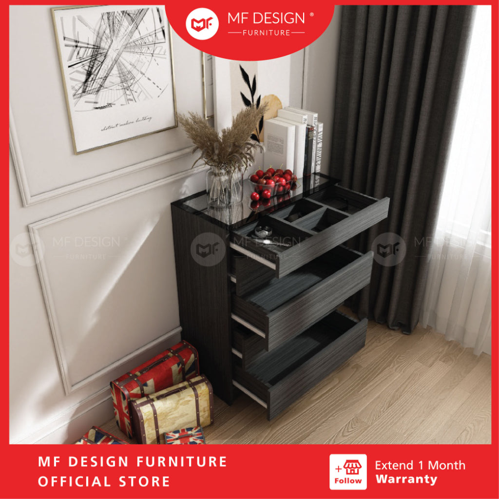 MF DESIGN 4 Layers Chest Drawer Cabinet Big Size Open With Mirror wardrobe Almari Baju pakaian drawer cabinet baju抽屉柜收纳柜