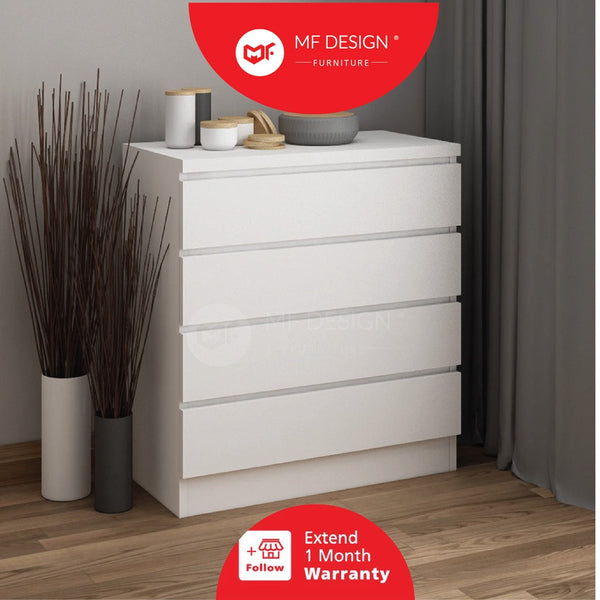 【XXL Size 107cm】4 Layer Chest Drawer Putih Papan Tebal Size XL Storage Cabinet Almari Laci Almari Baju 4 Laci Rak Baju