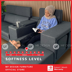 VAVA Sofa L Shape/ 9 Kaki 9ft 3 Seater Sofa/ Big Size Sofa/ panjang Modern Sofa Fabric Grey Color