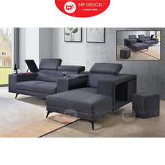 VAVA Sofa L Shape/ 9 Kaki 9ft 3 Seater Sofa/ Big Size Sofa/ panjang Modern Sofa Fabric Grey Color