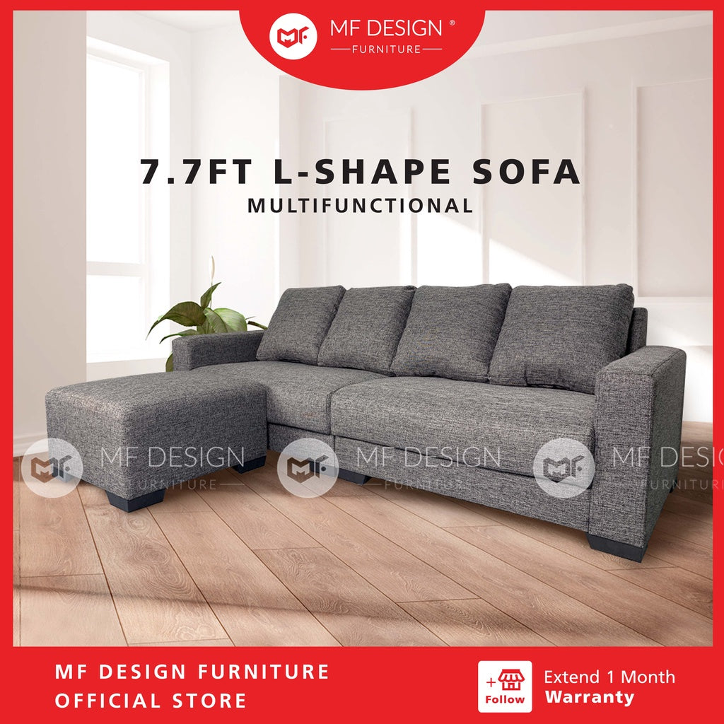 LOREX L-Shape Sofa Fabric Multifunctional Sofa Bed 4 Seater Sofa Rumah Ruang Tamu Sofa Bentuk L