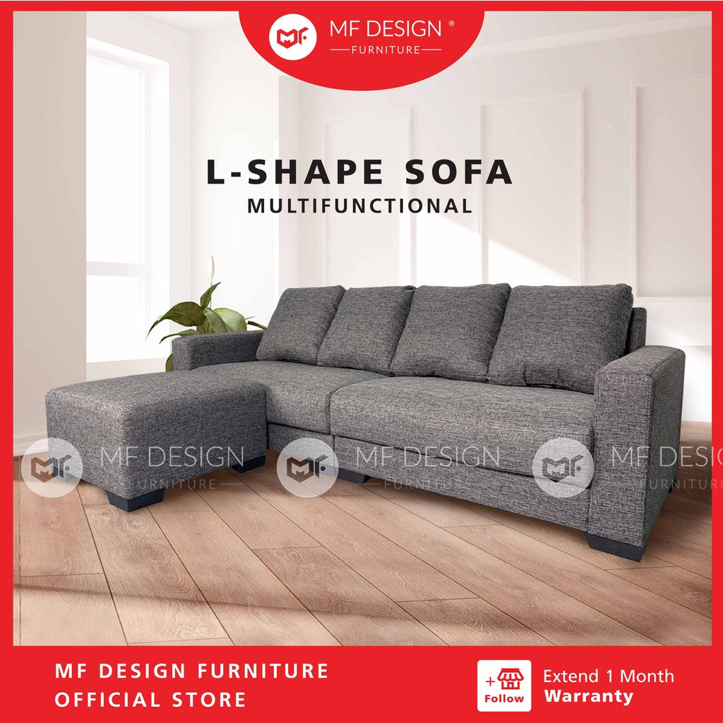 LOREX L-Shape Sofa Fabric Multifunctional Sofa Bed 4 Seater Sofa Rumah Ruang Tamu Sofa Bentuk L