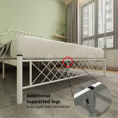 MINTON Queen Size Bed Frame Katil Besi Queen Bed Murah Katil Metal Double Bed Frame White Katil Besi Putih