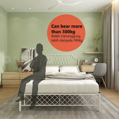 MINTON Queen Size Bed Frame Katil Besi Queen Bed Murah Katil Metal Double Bed Frame White Katil Besi Putih