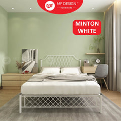 MINTON Queen Size Bed Frame Katil Besi Queen Bed Murah Katil Metal Double Bed Frame White Katil Besi Putih