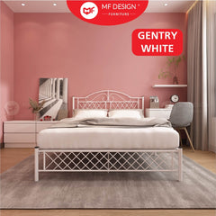 MF DESIGN Gentry Queen Size Bed Frame Katil Besi Queen Bed Murah Katil Metal Double Bed Frame White Katil Besi Putih