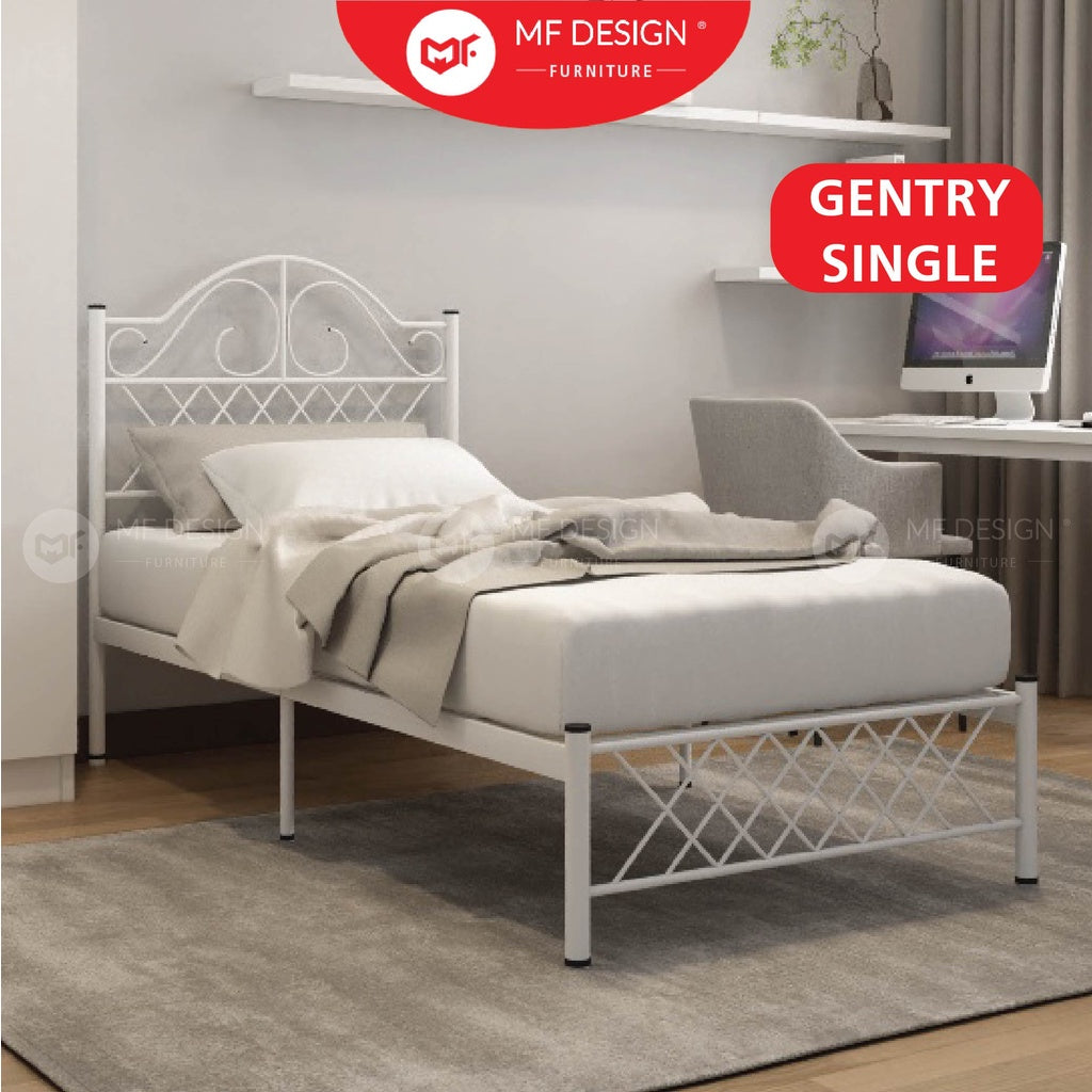 MF DESIGN Gentry Queen Size Bed Frame Katil Besi Queen Bed Murah Katil Metal Double Bed Frame White Katil Besi Putih
