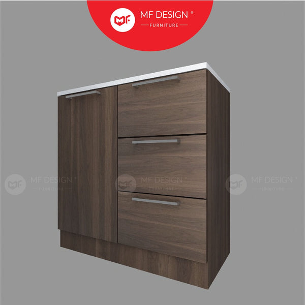 (Clearance) Frey Series Kitchen Cabinet 1+3 Storage Cabinet With Drawer Integrated Shelf Cabinet Dapur Kabinet Rak Dapur