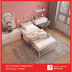 (With Box) MIX Single SIZE METAL BED FRAME Single Bed katil bujang WHITE KATIL BESI PUTIH bedframe iron bed