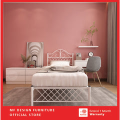 (With Box) MIX Single SIZE METAL BED FRAME Single Bed katil bujang WHITE KATIL BESI PUTIH bedframe iron bed