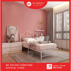 (With Box) MIX Single SIZE METAL BED FRAME Single Bed katil bujang WHITE KATIL BESI PUTIH bedframe iron bed