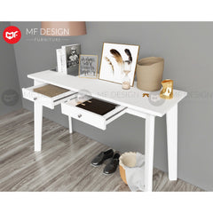 DETEL Console Table White Meja Console Meja Berlaci Meja simpan aksesories Meja Belajar Study Table Side Table