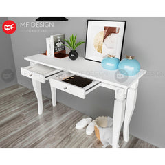 DETEL Console Table White Meja Console Meja Berlaci Meja simpan aksesories Meja Belajar Study Table Side Table