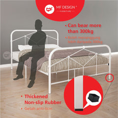 (Clearance) EDEN Super Base Queen Size Metal Bed Frame Black Color Katil White Besi Putih Bedframe Iron Bed