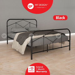 (Clearance) EDEN Super Base Queen Size Metal Bed Frame Black Color Katil White Besi Putih Bedframe Iron Bed