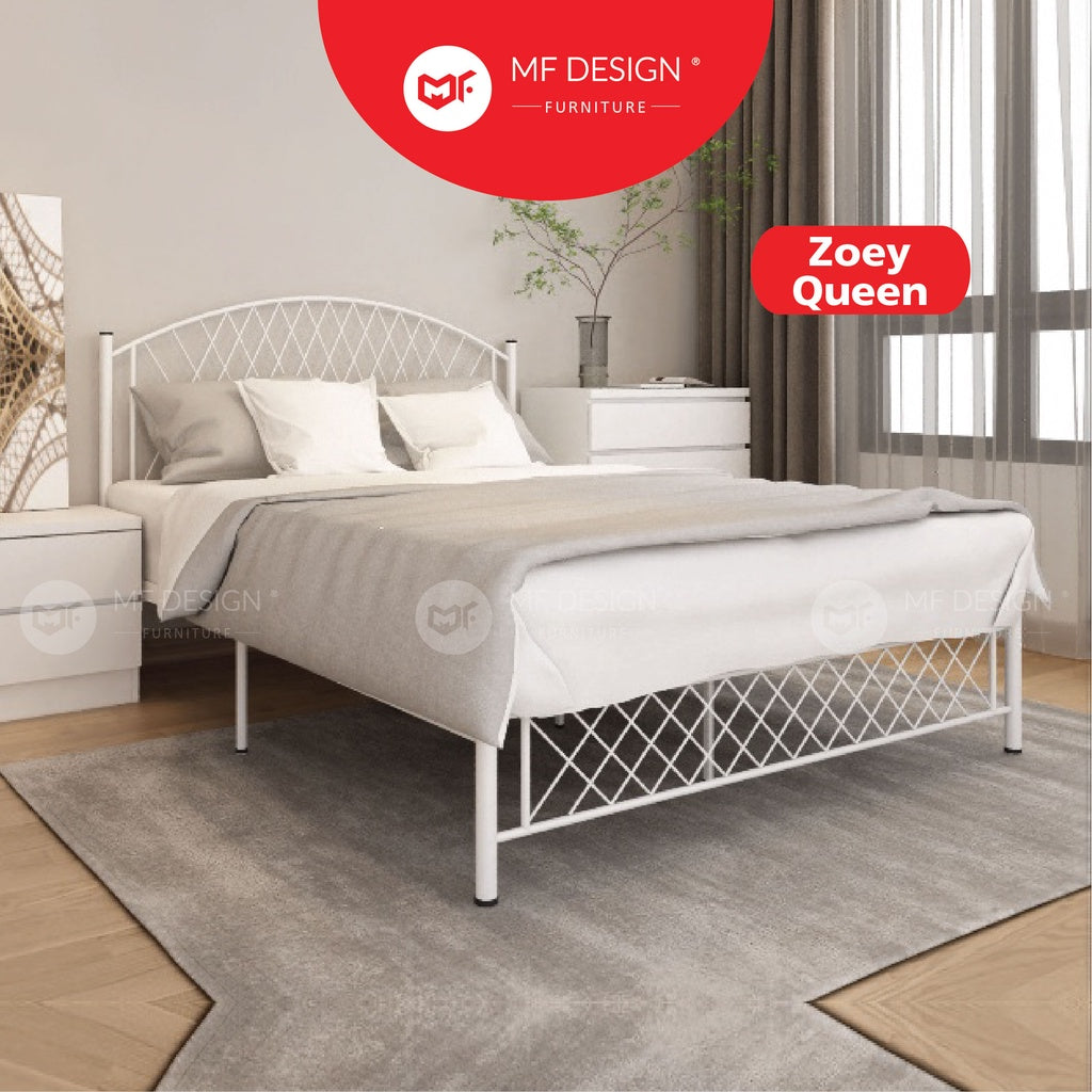 Type-C SUPER BASE QUEEN SIZE METAL BED FRAME Single Bed katil bujang WHITE KATIL BESI PUTIH bedframe iron bed