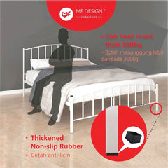 Type-C SUPER BASE QUEEN SIZE METAL BED FRAME Single Bed katil bujang WHITE KATIL BESI PUTIH bedframe iron bed