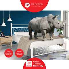 Type-C SUPER BASE QUEEN SIZE METAL BED FRAME Single Bed katil bujang WHITE KATIL BESI PUTIH bedframe iron bed