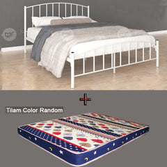 Type-C SUPER BASE QUEEN SIZE METAL BED FRAME Single Bed katil bujang WHITE KATIL BESI PUTIH bedframe iron bed