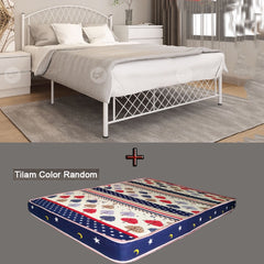 Type-C SUPER BASE QUEEN SIZE METAL BED FRAME Single Bed katil bujang WHITE KATIL BESI PUTIH bedframe iron bed