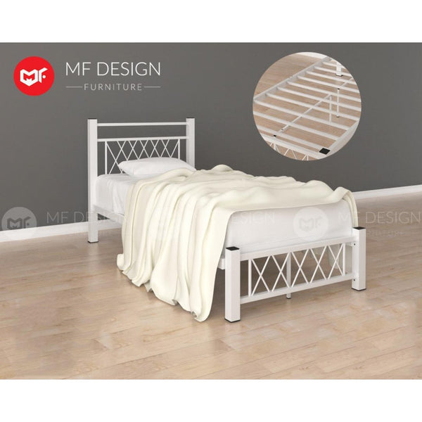 Type-A SUPER BASE QUEEN SIZE METAL BED FRAME Single Bed katil bujang WHITE KATIL BESI PUTIH bedframe iron bed