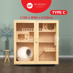 MF Design Bengal Cat Villa Cabinet Solid Wood Pet House Cat Cage Cat Bungalow Large Cat House Kucing