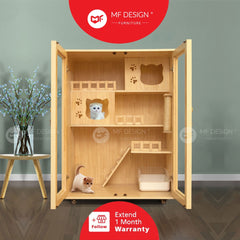 MF Design Bengal Cat Villa Cabinet Solid Wood Pet House Cat Cage Cat Bungalow Large Cat House Kucing