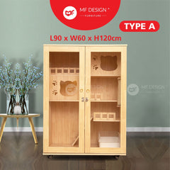 MF Design Bengal Cat Villa Cabinet Solid Wood Pet House Cat Cage Cat Bungalow Large Cat House Kucing