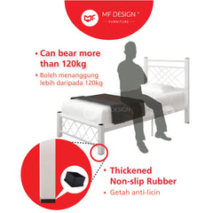 (With Box) NESTS Single SIZE METAL BED FRAME Single Bed katil bujang WHITE KATIL BESI PUTIH bedframe iron bed