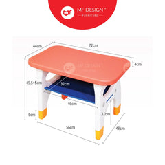 MF DESIGN RAFE Kids Table Set Children Study Table Plastic Toodler Armchair Fun Learning Desk Kanak Meja Kerusi Belajar