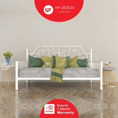 MF DESIGN Melody Metal Day Bed Gaya Putih Berkilat Bujang Besi Katil Metal Bed Frame Bed Single Folding Bed