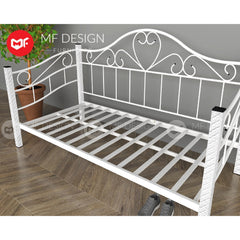 MF DESIGN Melody Metal Day Bed Gaya Putih Berkilat Bujang Besi Katil Metal Bed Frame Bed Single Folding Bed