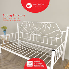 MF DESIGN Melody Metal Day Bed Gaya Putih Berkilat Bujang Besi Katil Metal Bed Frame Bed Single Folding Bed