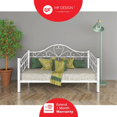 MF DESIGN Melody Metal Day Bed Gaya Putih Berkilat Bujang Besi Katil Metal Bed Frame Bed Single Folding Bed