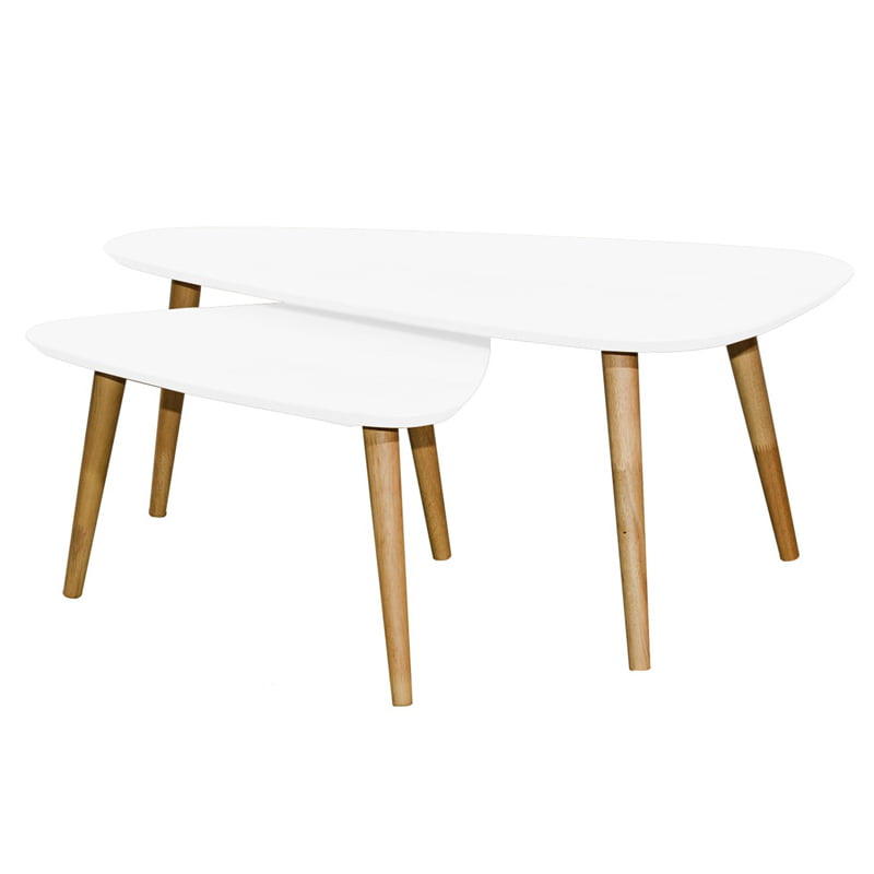 ANASTASIA  Scandinavian solid wood triangle nesting table-white