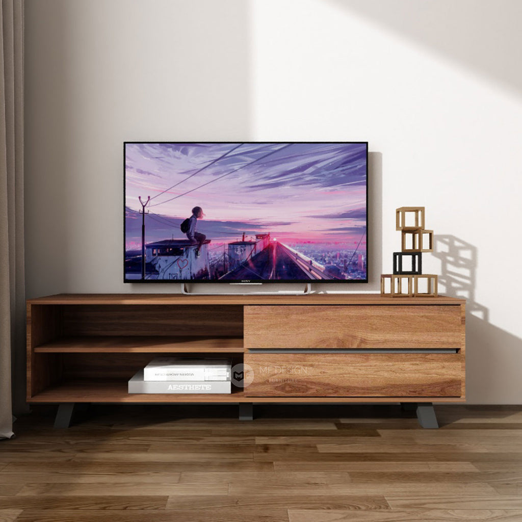 ANNE 5FT TV CABINET 150CM Almari TV Media Storage Cabinet TV Kabinet TV Multi Purpose Storage
