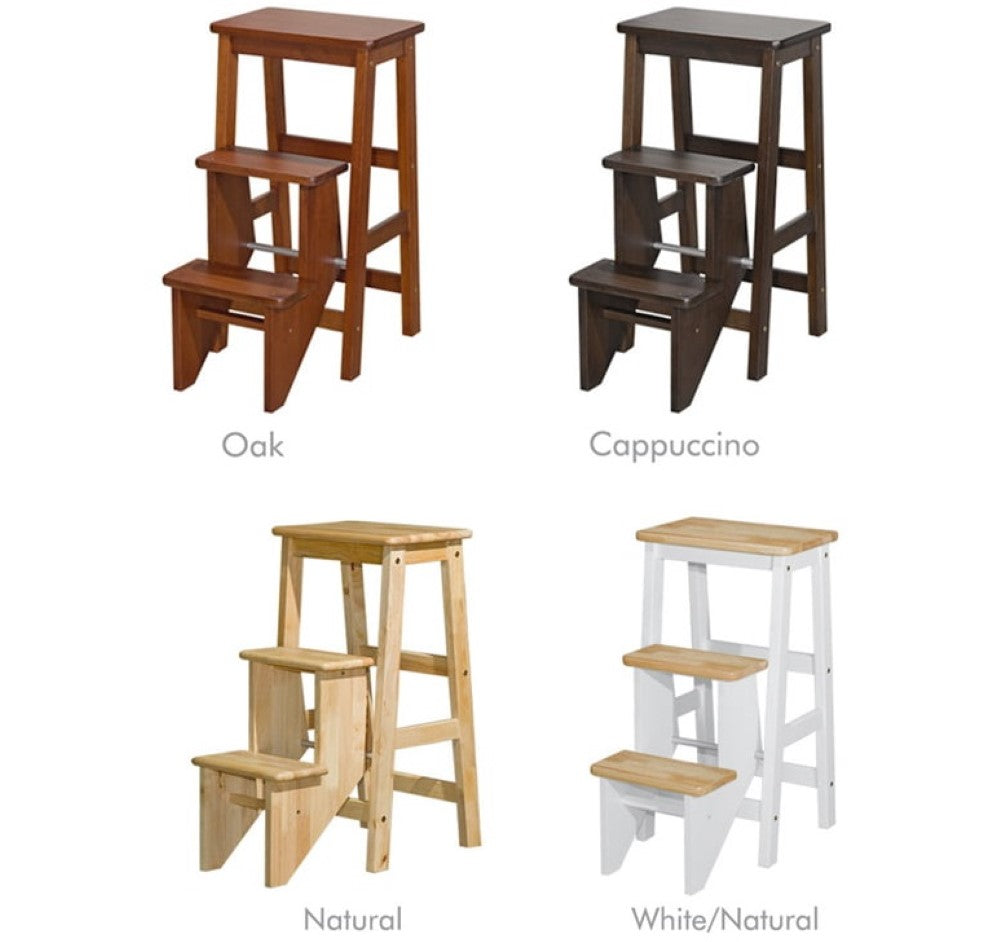 CELESTE Full Solid Rubberwood 29inc Step Stool- 4 Colors