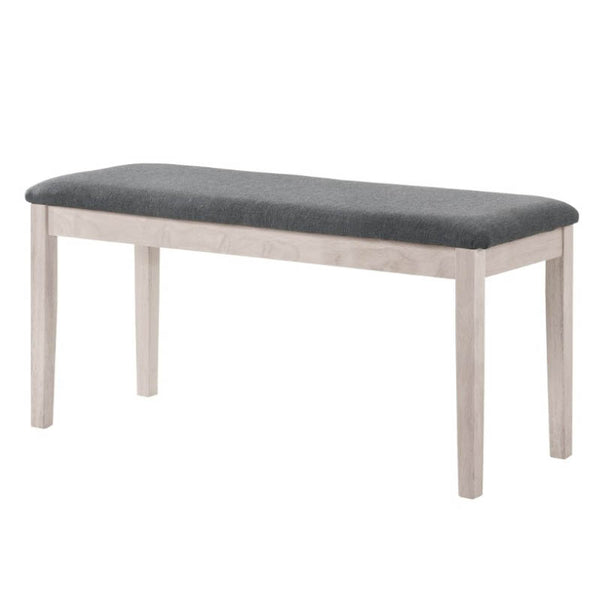 CONNIE Solid Wood Bench Chair with Cushion Seat – Natural White