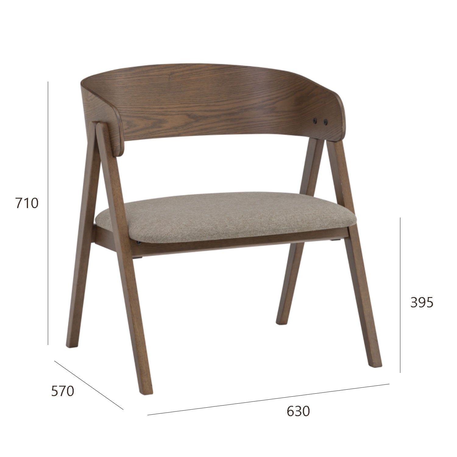 CARTER Solid Wood 1 Seater Lounge Chair