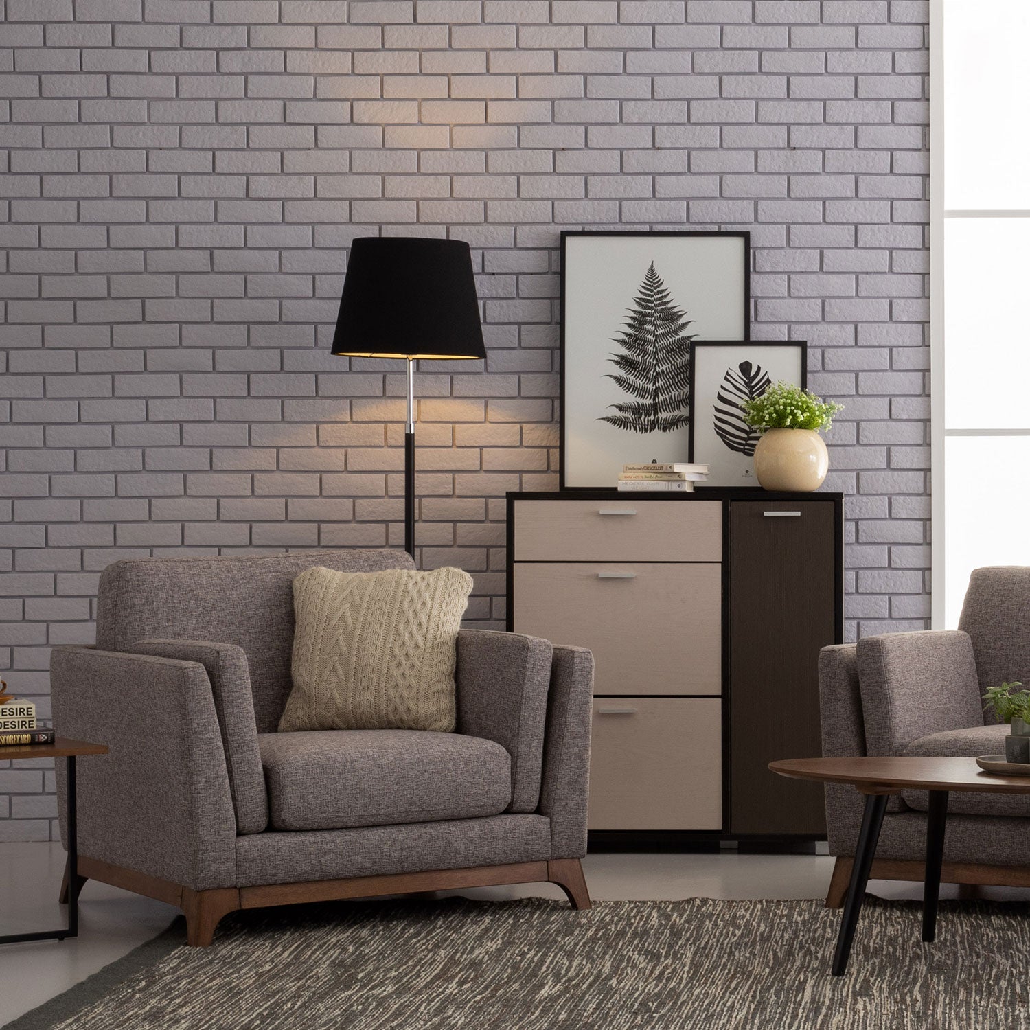 CENI Solid Wood 1 Seater Sofa